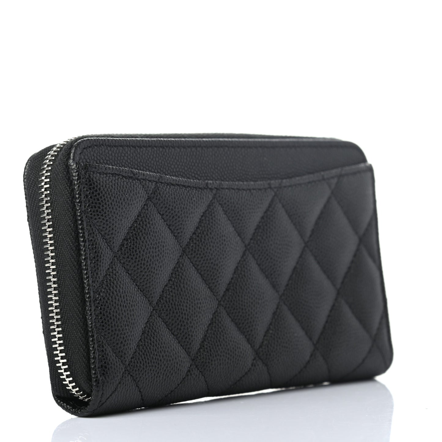 Caviar Quilted Medium Zip Around Wallet Black