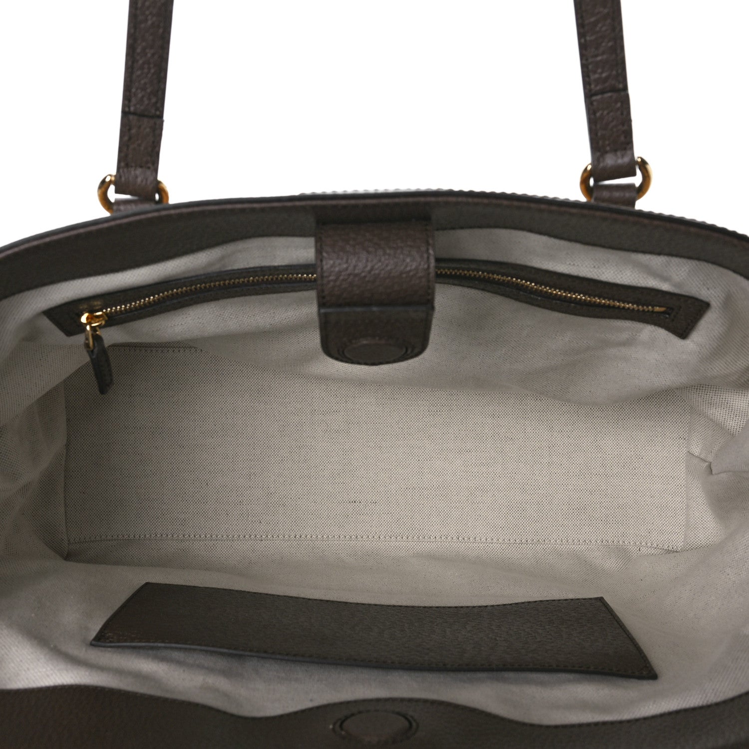 Gucci Monogram Jumbo GG Textured Dollar Calfskin Web Medium Ophidia Shopping Tote Camel Ebony 5 of 9