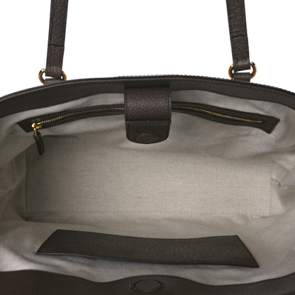 Gucci Monogram Jumbo GG Textured Dollar Calfskin Web Medium Ophidia Shopping Tote Camel Ebony 5 of 9