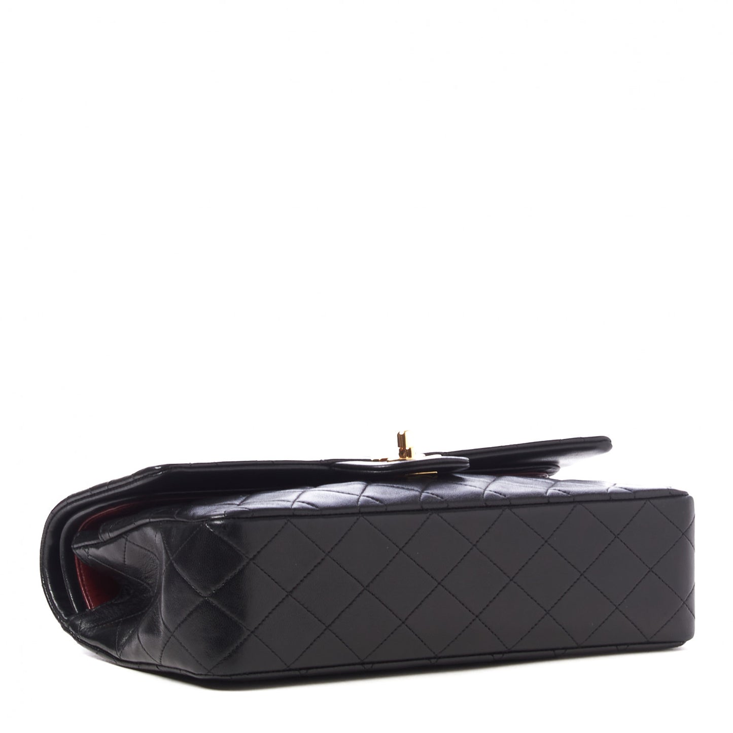 Lambskin Quilted Medium Double Flap Black