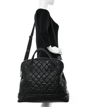 Chanel Coated Canvas Quilted Large Garment Travel Bag Black 2 of 10