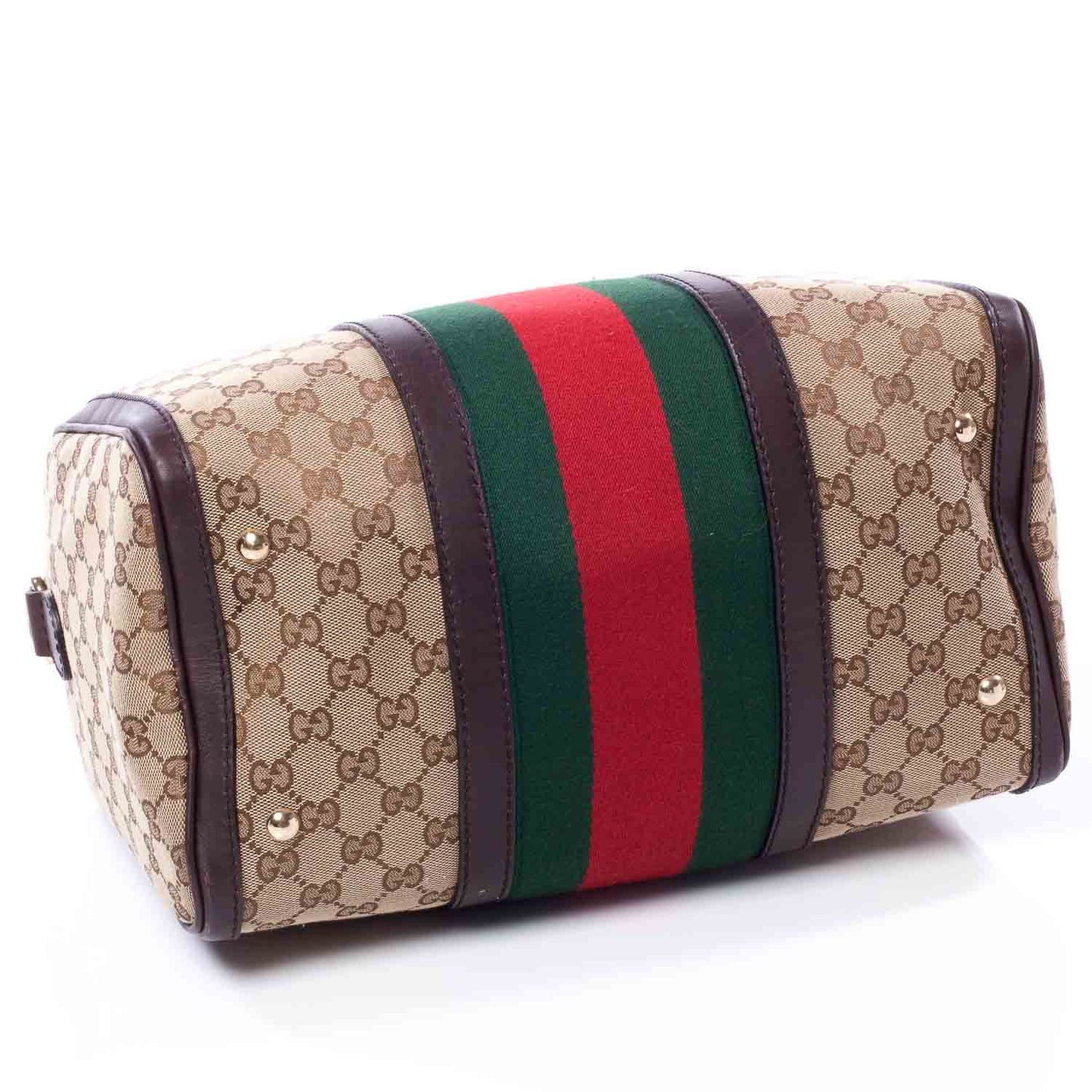 Monogram Selleria Calfskin Vintage Web Medium Boston Beige Ebony Cocoa