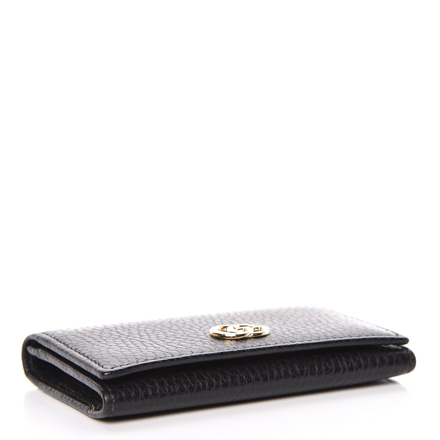 Pebbled Calfskin GG Marmont Card Case Black