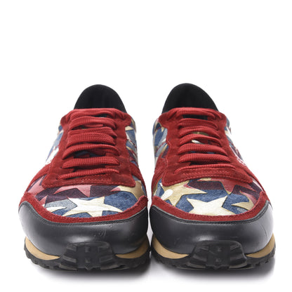 Valentino Garavani Denim Suede Camustars Mens Rockrunner Sneakers 44 Blue Red 2 of 8