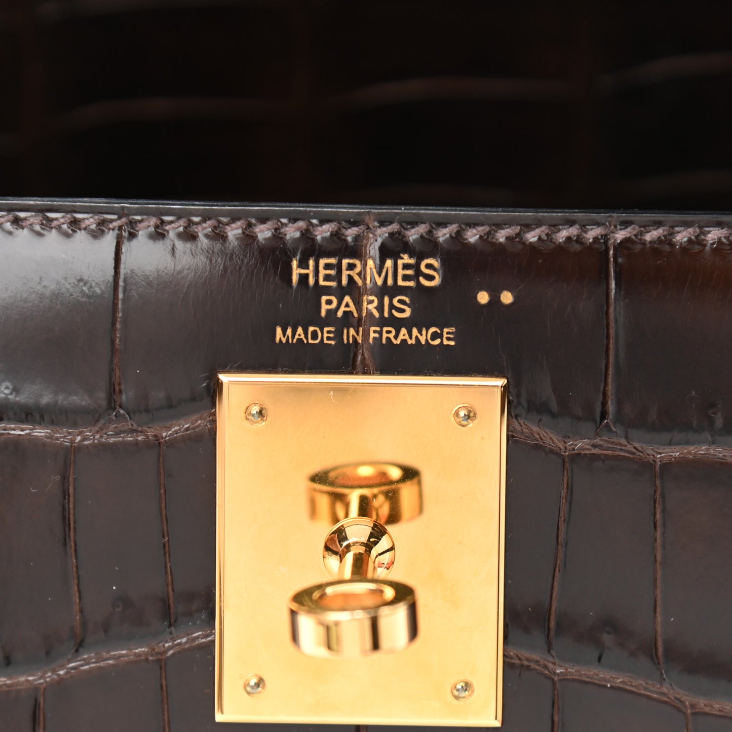 Shiny Crocodile Kelly Sellier 32 Havane