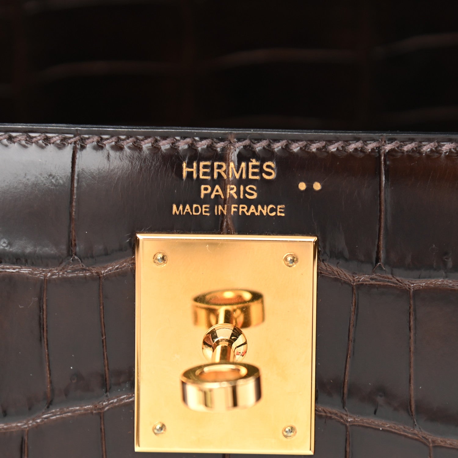 Hermes Shiny Crocodile Kelly Sellier 32 Havane 6 of 13