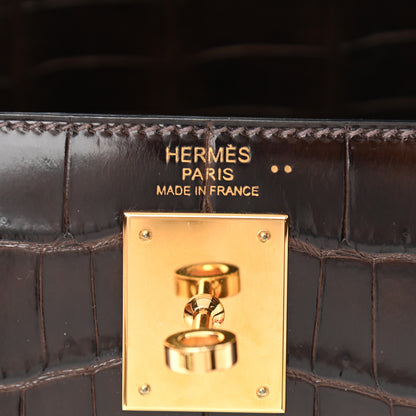 Hermes Shiny Crocodile Kelly Sellier 32 Havane 6 of 13
