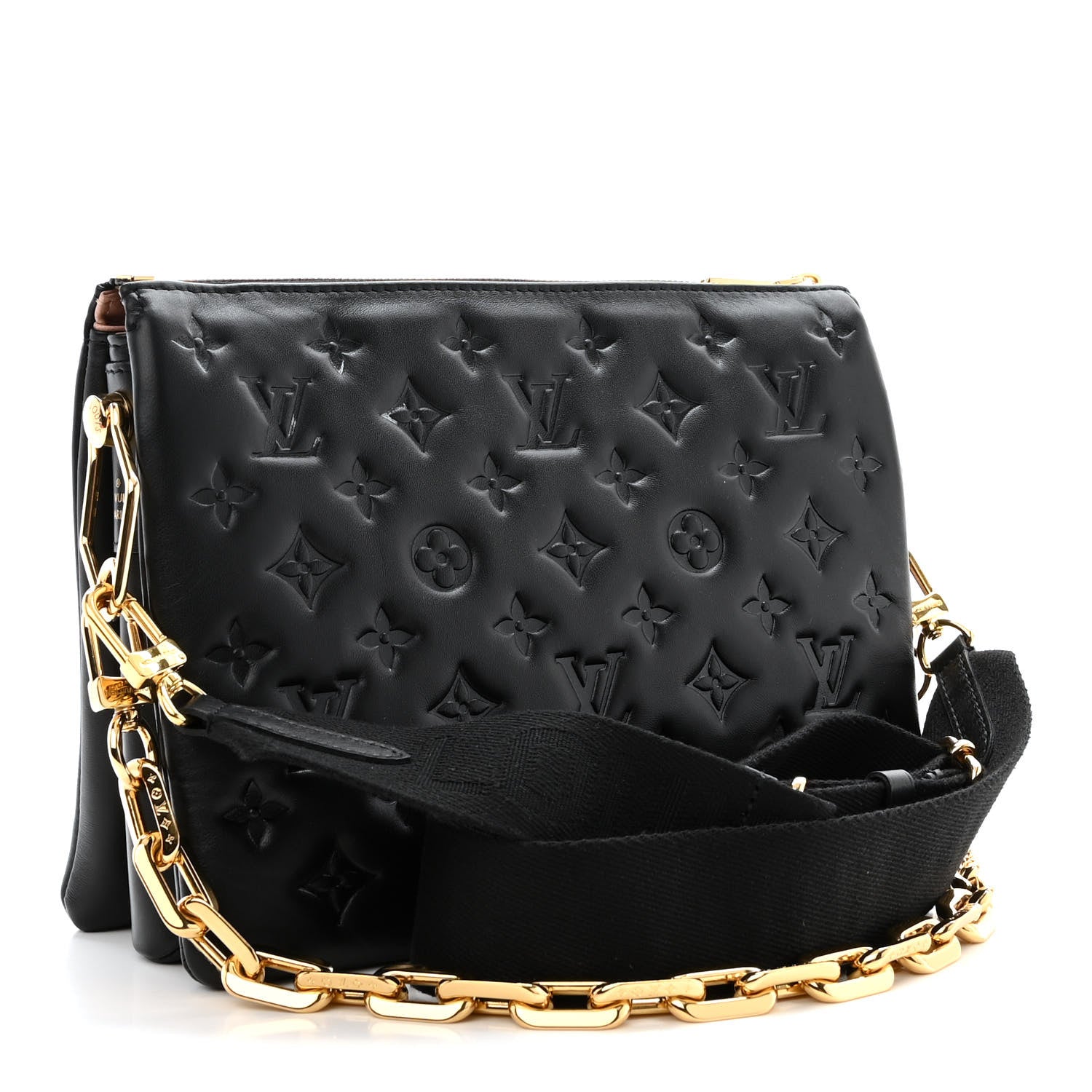Louis Vuitton Lambskin Embossed Monogram Coussin PM Black 3 of 12