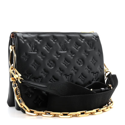 Louis Vuitton Lambskin Embossed Monogram Coussin PM Black 3 of 12