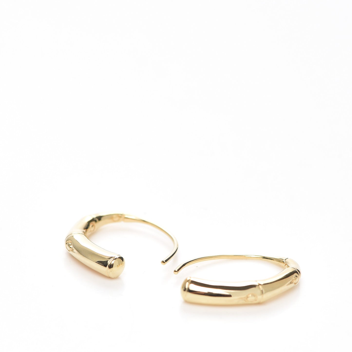 18K Yellow Gold Small Bamboo Hoop Earrings