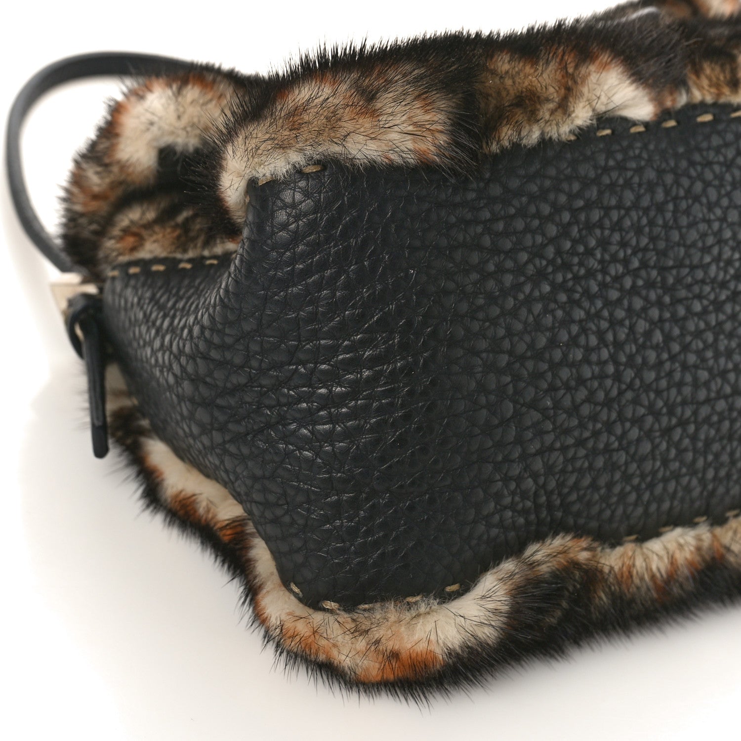 Fendi Cuoio Romano Selleria Rabbit Fur Crystal Mini Mama Baguette Black Multicolor 8 of 11