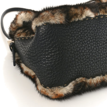 Fendi Cuoio Romano Selleria Rabbit Fur Crystal Mini Mama Baguette Black Multicolor 8 of 11