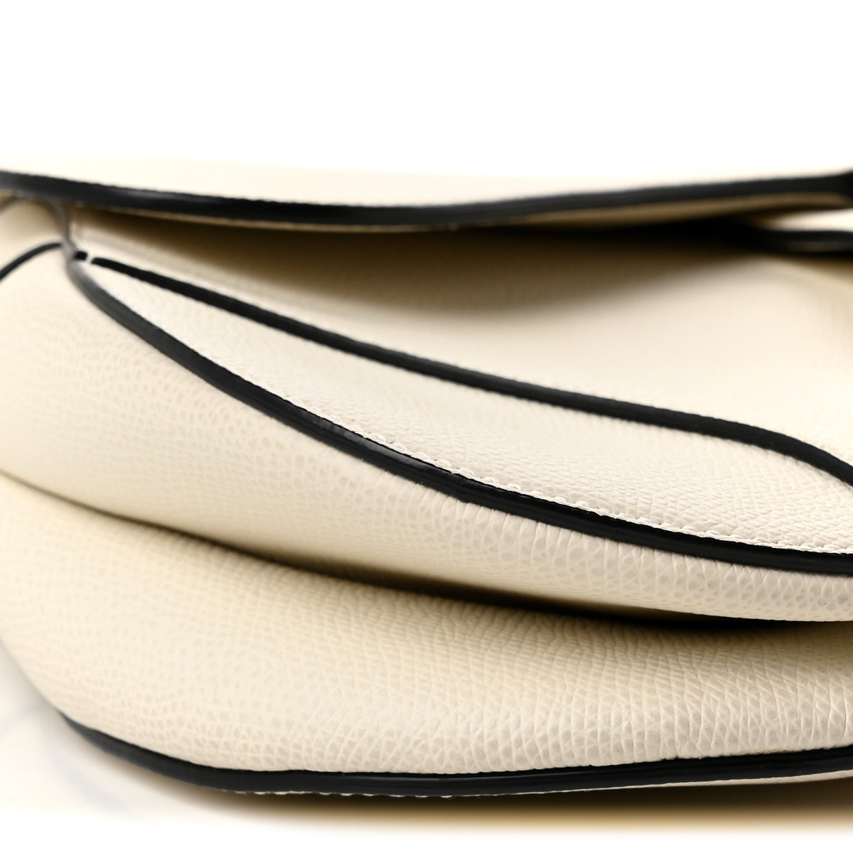 Grained Calfskin Saddle Bag White