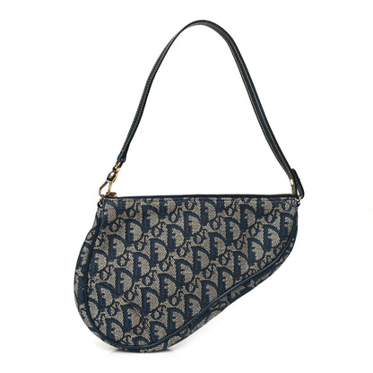 Christian Dior Monogram Mini Saddle Pochette Navy 1 of 12