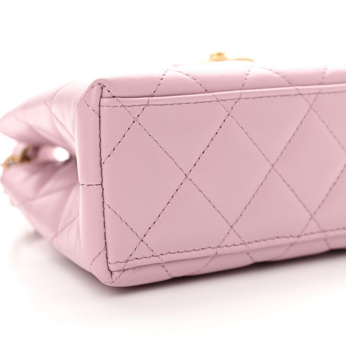 Shiny Aged Calfskin Quilted Nano Kelly Shopper Pink