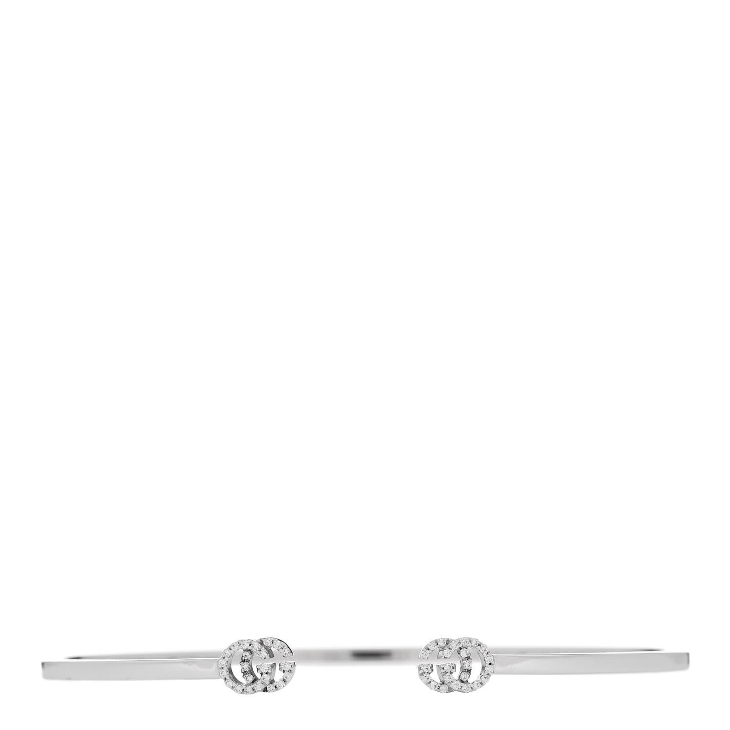 18K White Gold Diamond GG Running Cuff Bracelet