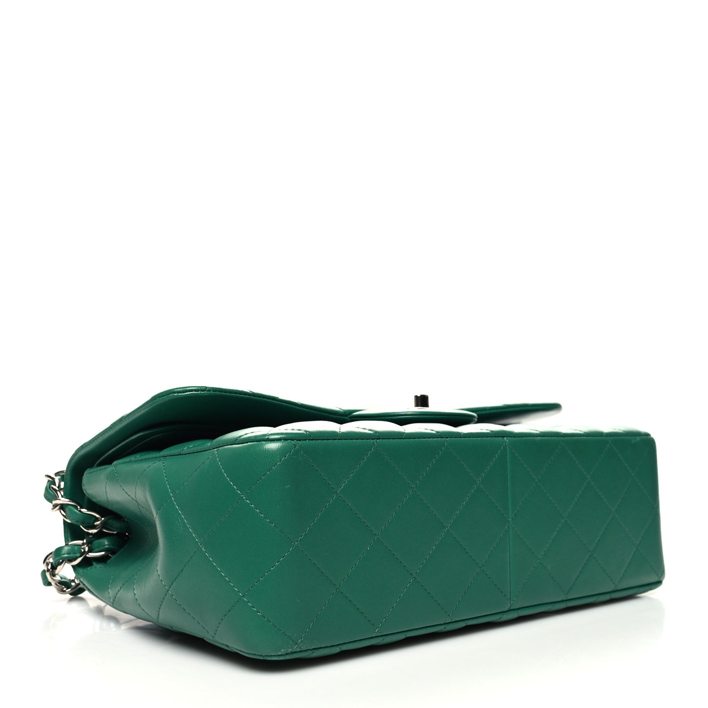 Lambskin Quilted Jumbo Double Flap Green