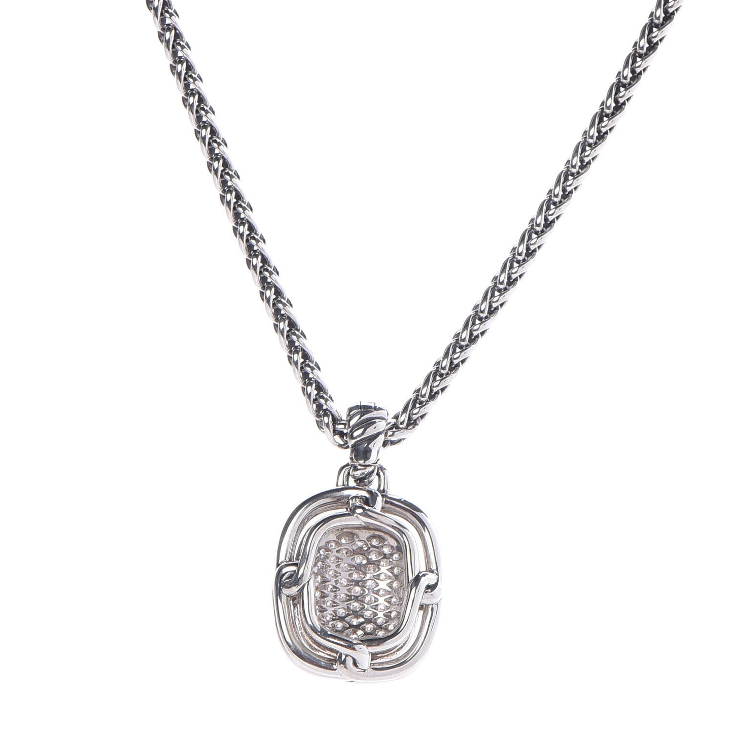 Sterling Silver Diamond 16mm Labyrinth Pendant Necklace