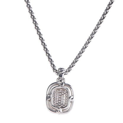 David Yurman Sterling Silver Diamond 16mm Labyrinth Pendant Necklace 5 of 8