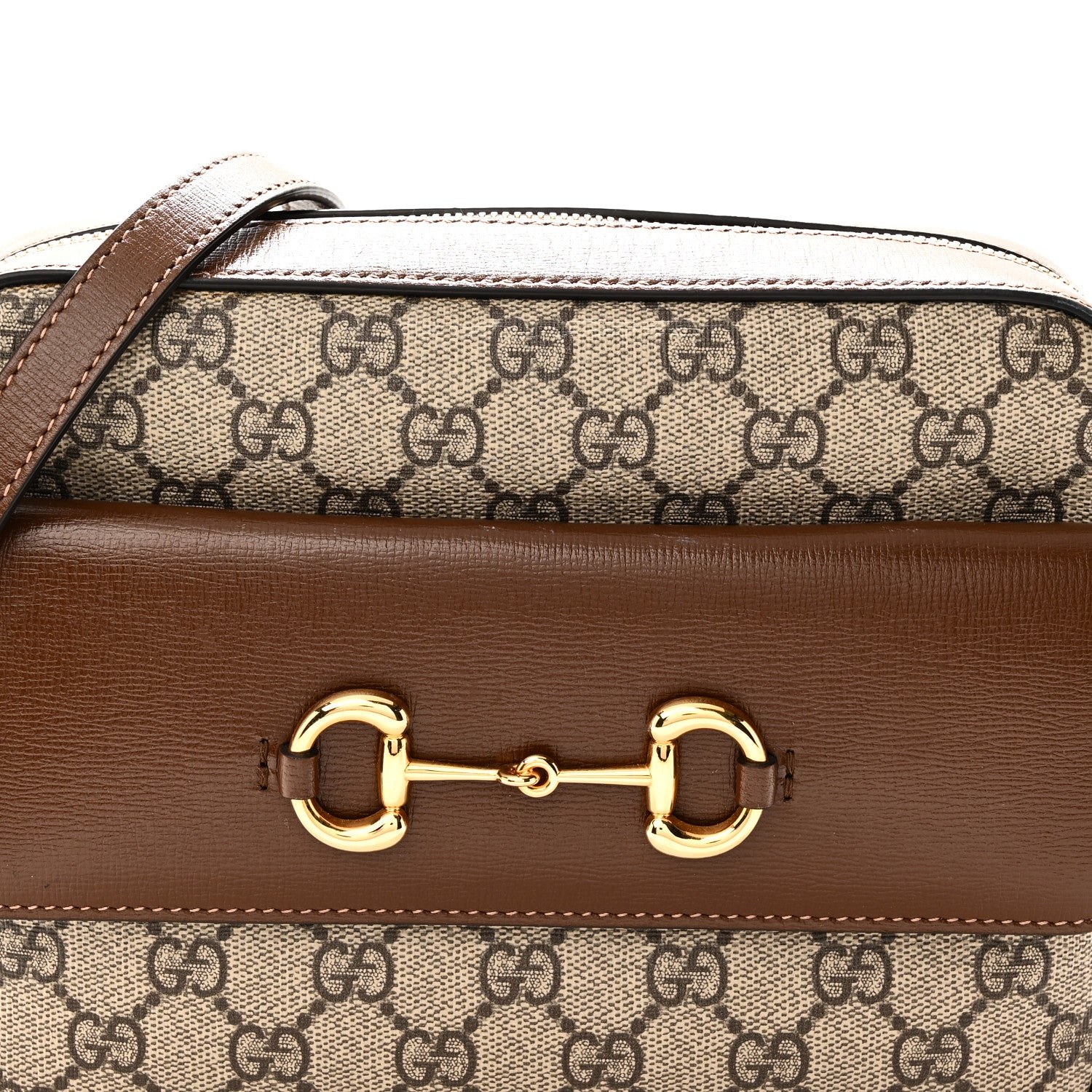 Gucci GG Supreme Monogram Small Horsebit 1955 Shoulder Bag Beige Brown Sugar 8 of 10