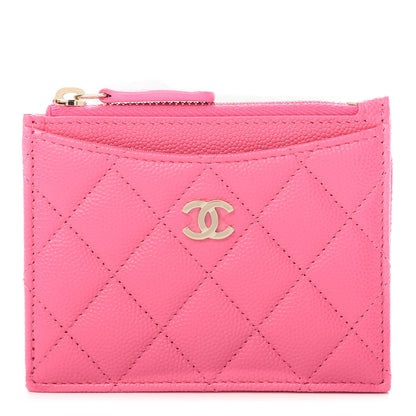 Chanel Caviar Quilted CC Zip Card Holder Pink 1 of 7