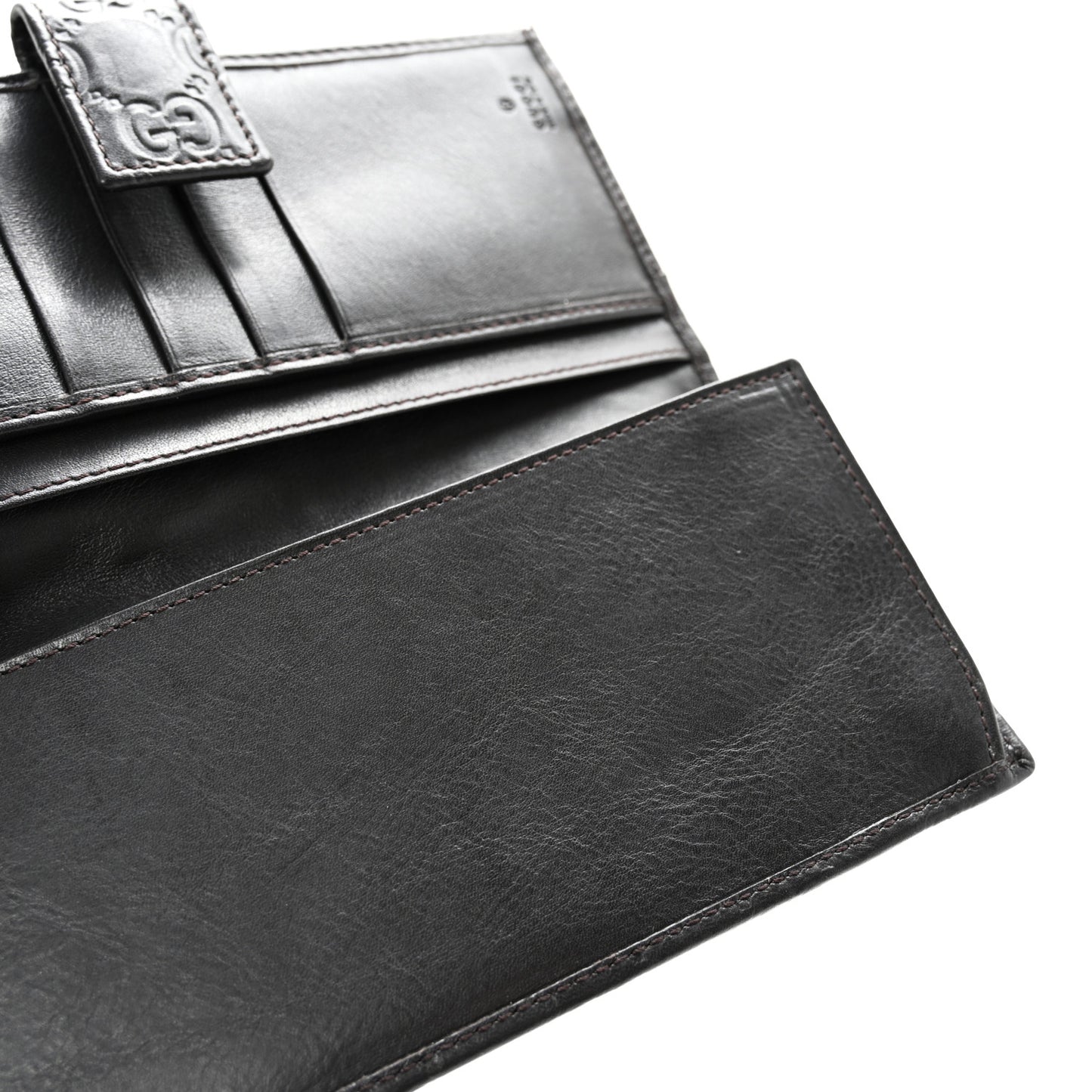 Guccissima Margaux Calfskin Metal Bar Continental Flap Wallet Black