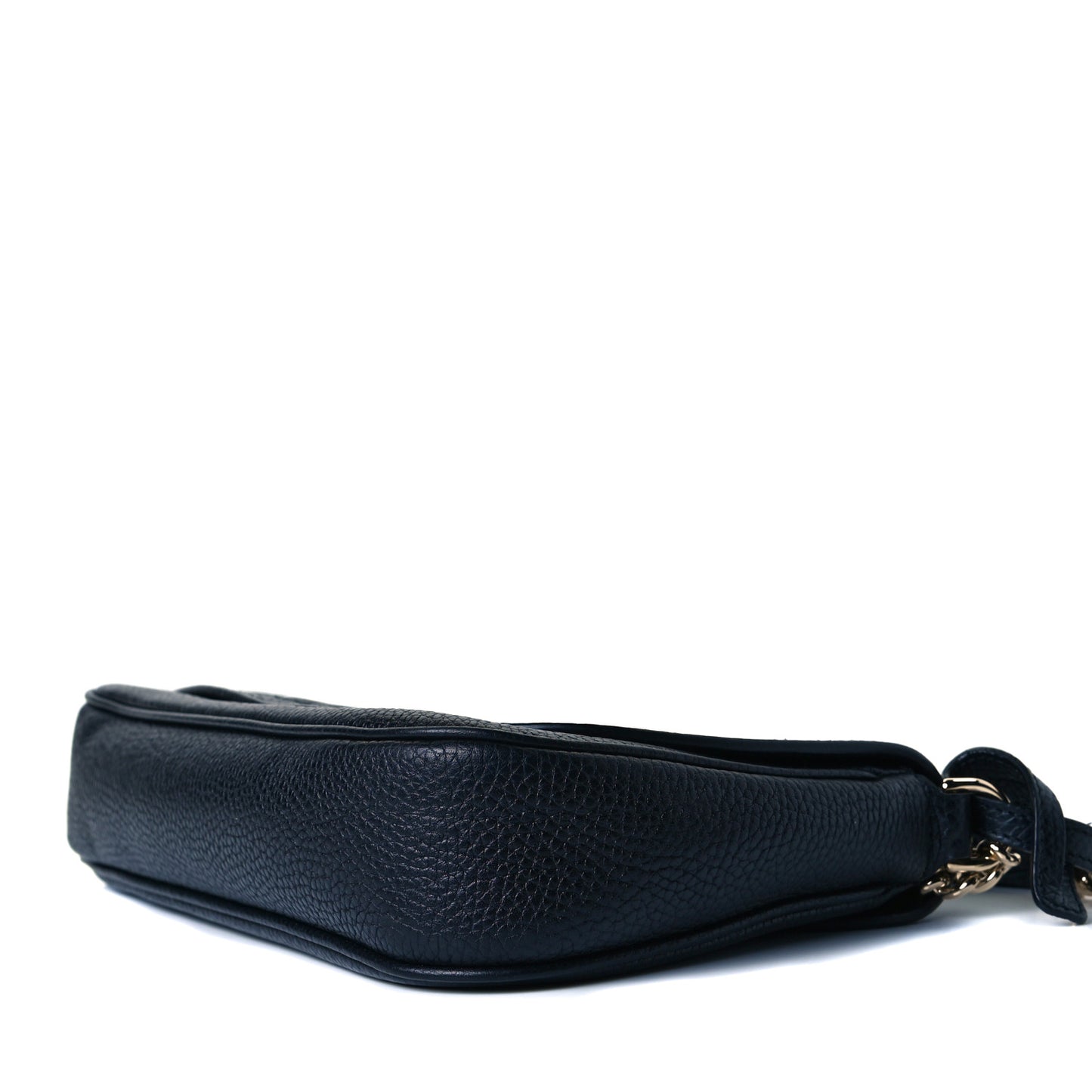 Pebbled Calfskin Medium Soho Flap Crossbody Black