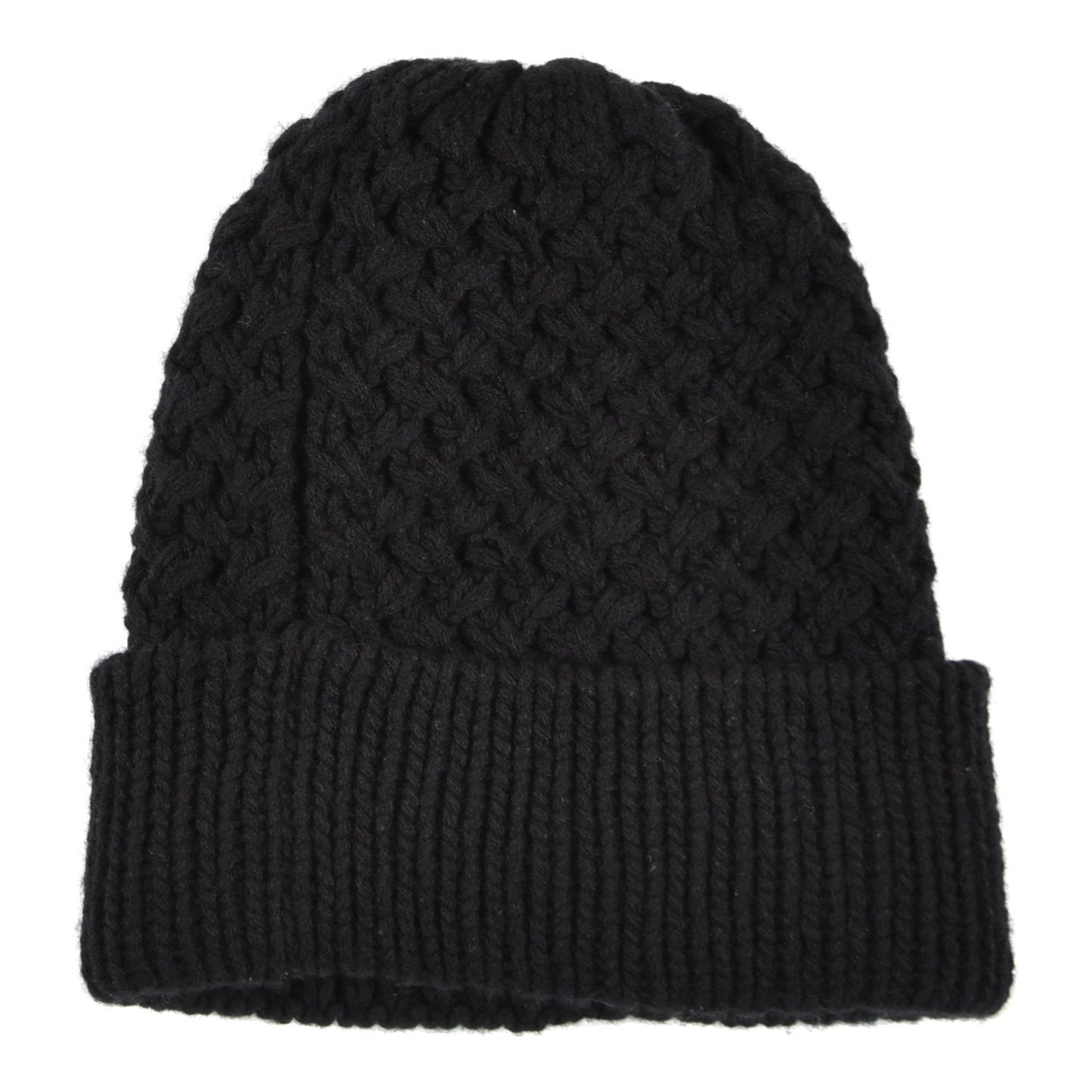 Wool Cashmere CC Beanie Hat Black White