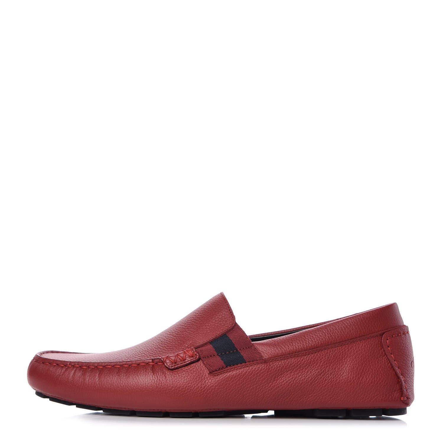 Gucci Calfskin Web Mens Driver Loafers 9 Red 1 of 9