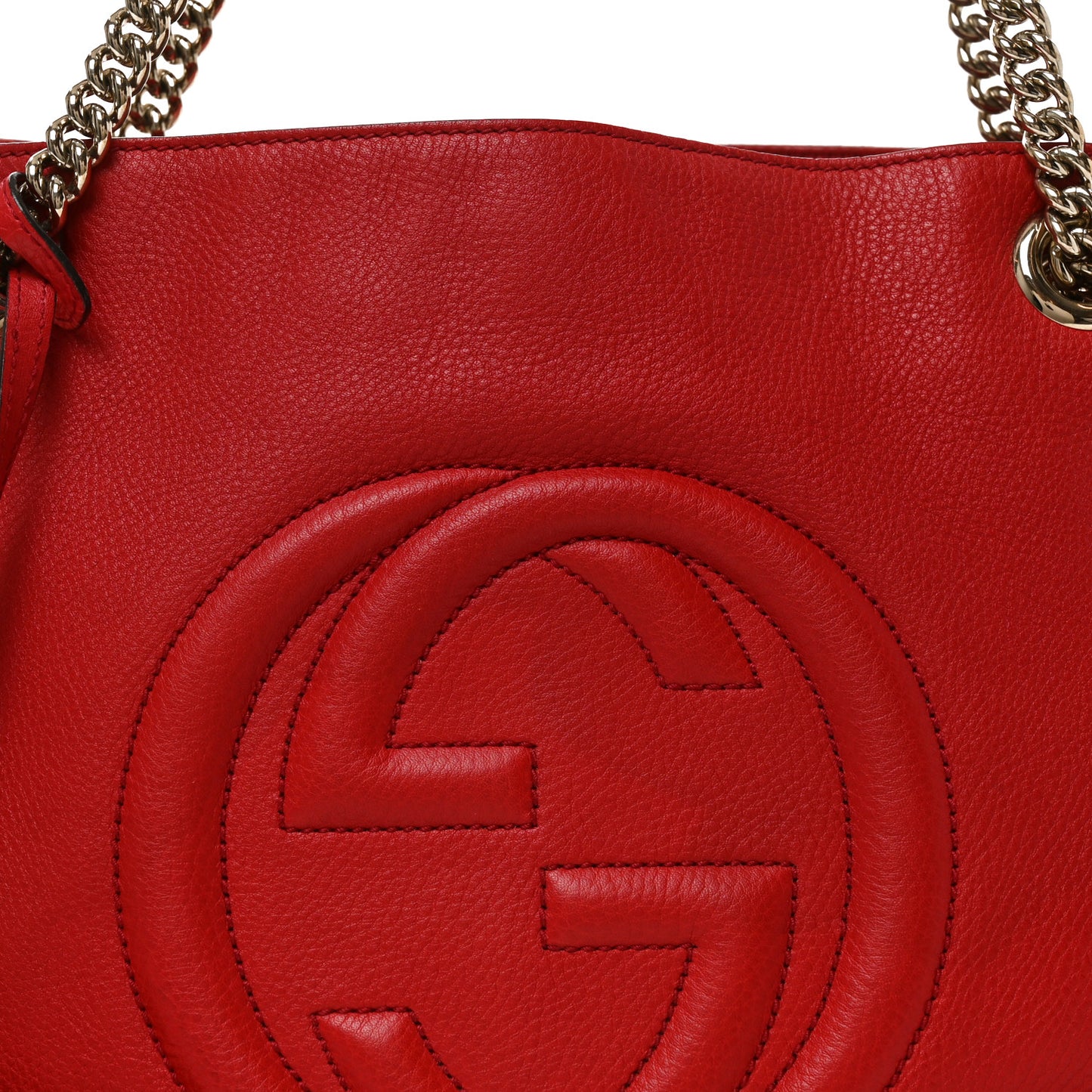 Pebbled Calfskin Medium Soho Chain Shoulder Bag Tabasco Red
