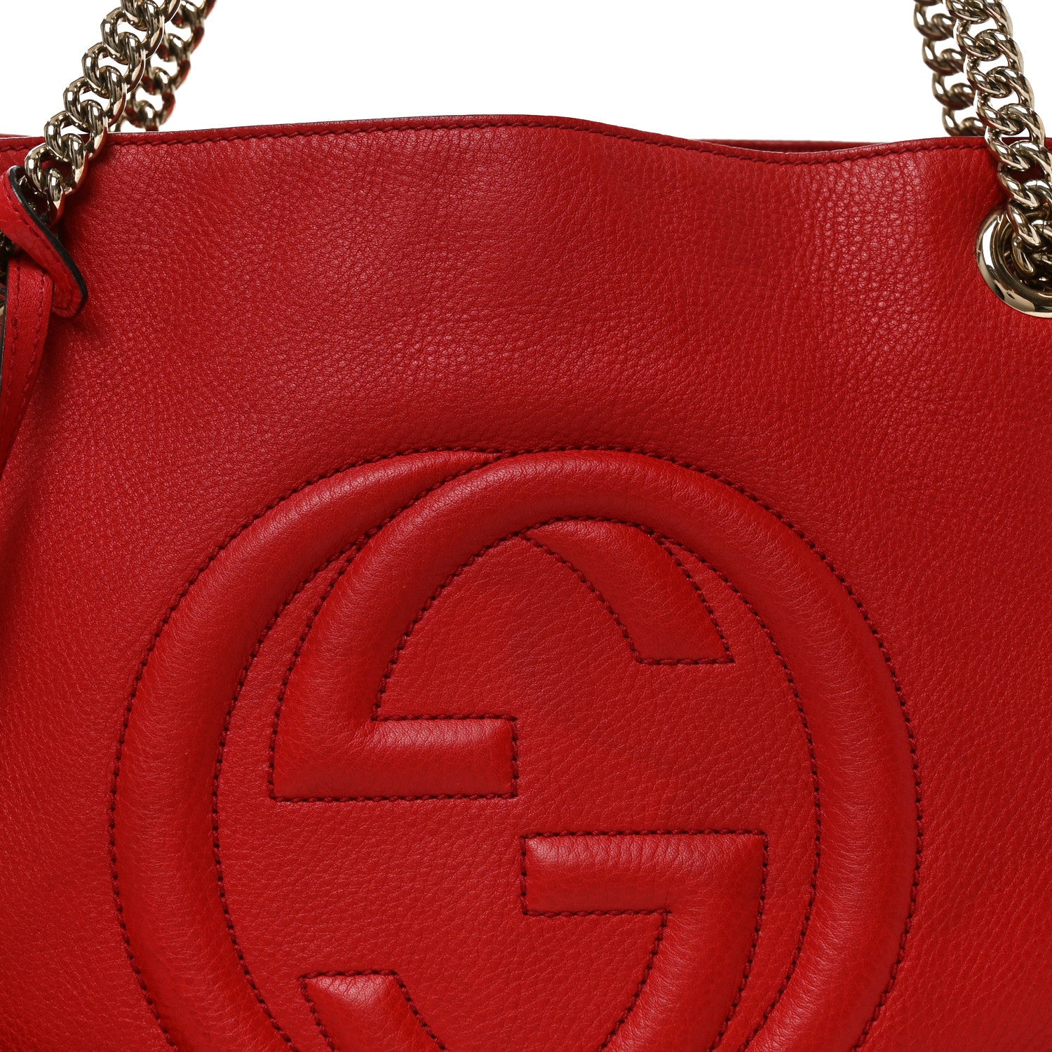 Gucci Pebbled Calfskin Medium Soho Chain Shoulder Bag Tabasco Red 8 of 11