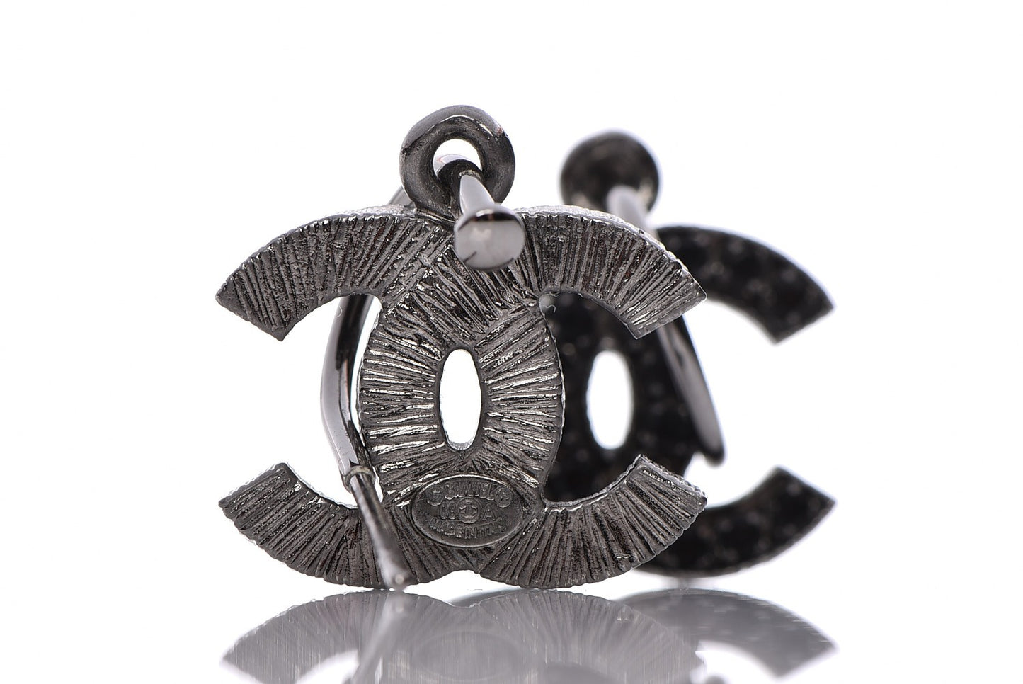 Crystal CC Dangle Earrings Black