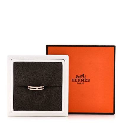 Hermes 18K Rose Gold Diamond Ariane Wedding Band Ring 48 4.5 5 of 5