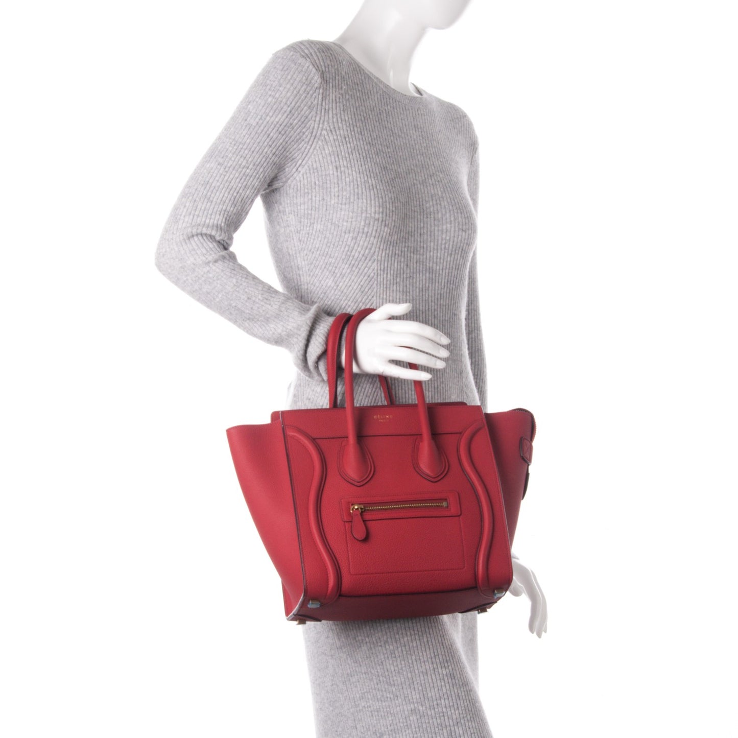 Drummed Calfskin Micro Luggage Red