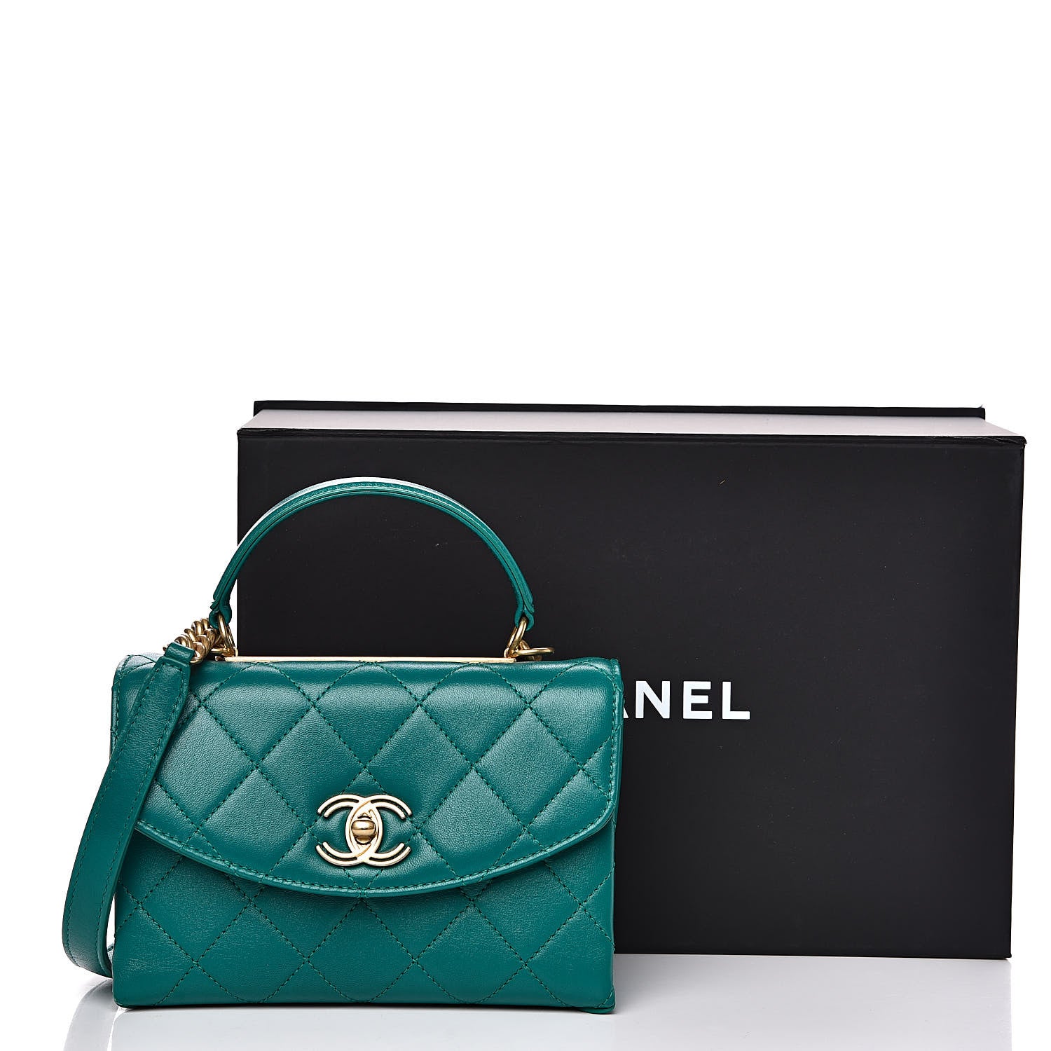 Chanel Lambskin Quilted Small Top Handle Bag Turquoise 11 of 12