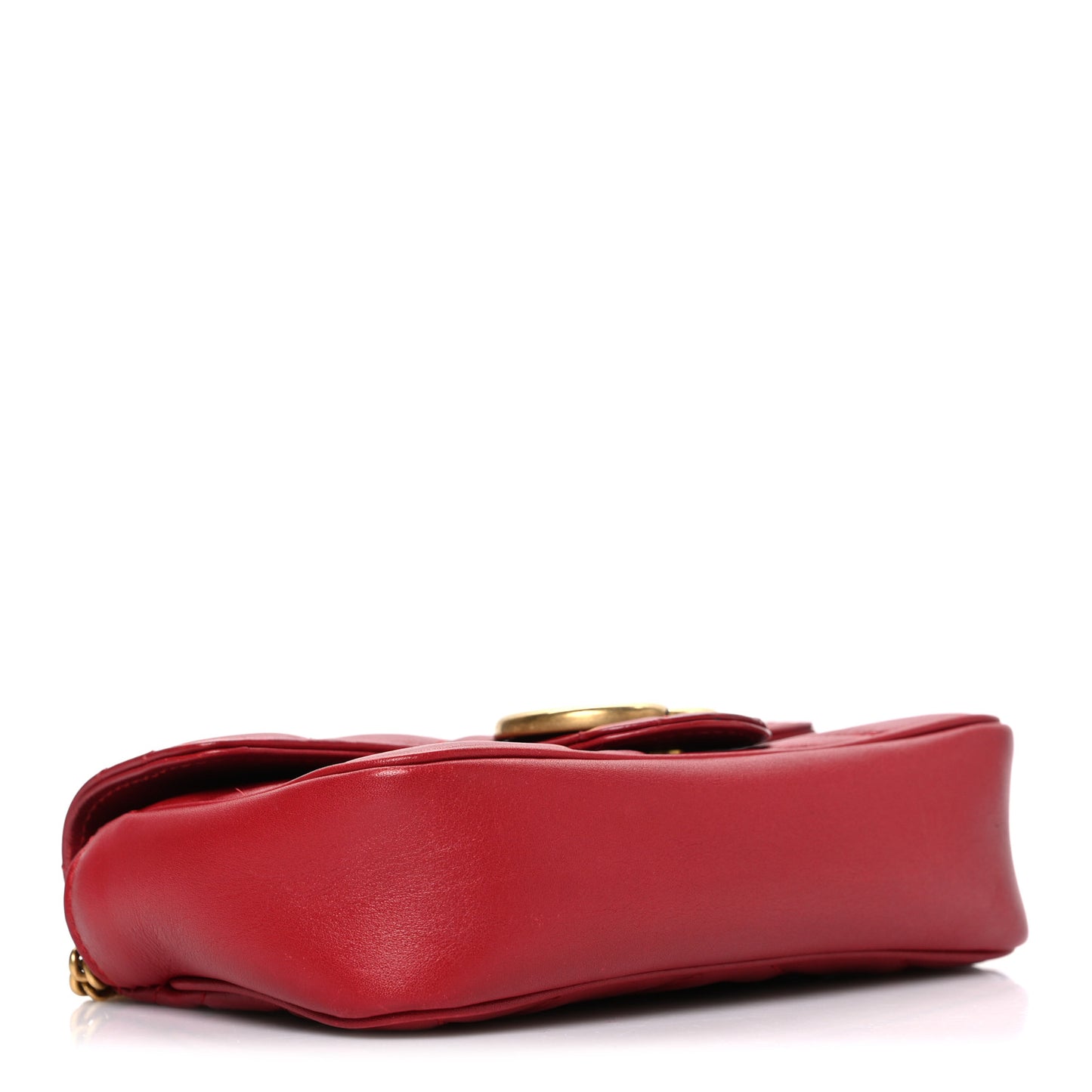 Calfskin Matelasse Super Mini GG Marmont Shoulder Bag Hibiscus Red