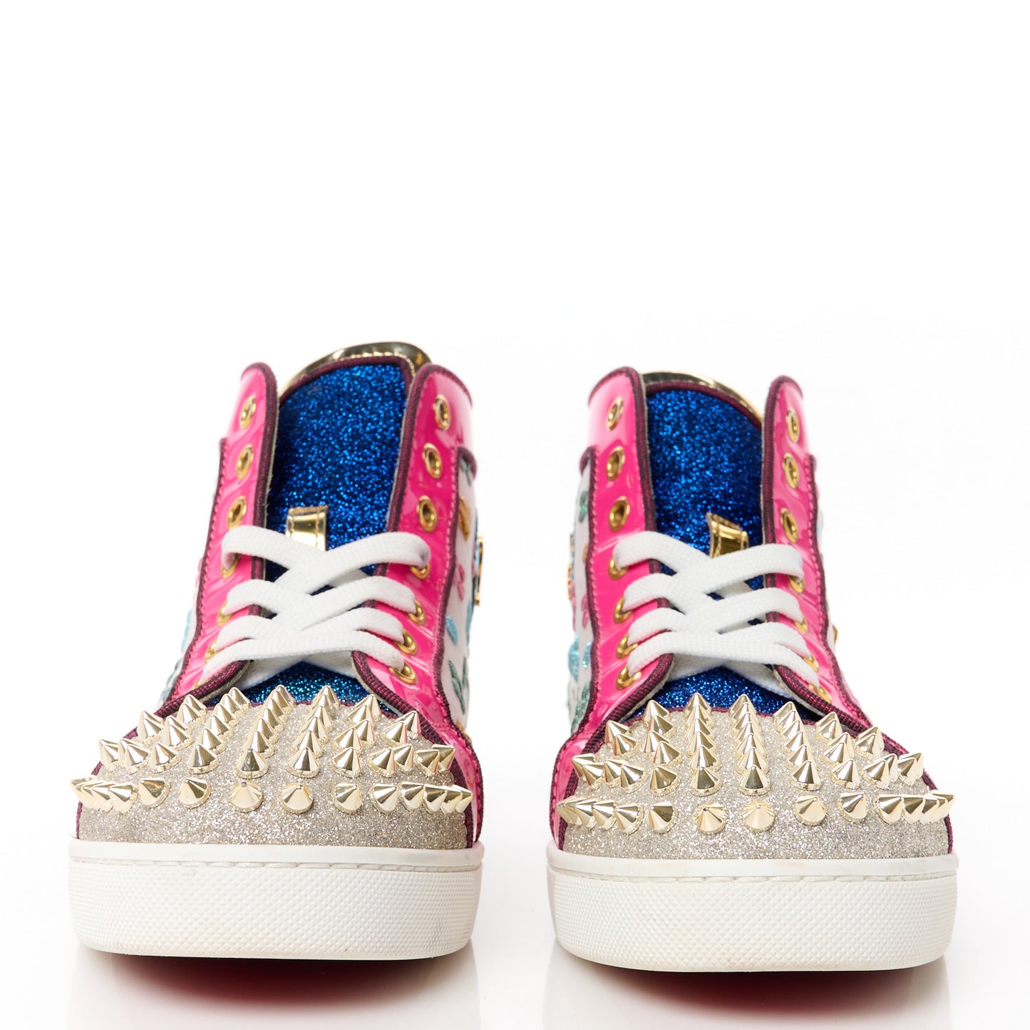 Calfskin Louis Spikes Flat Sneakers 37.5 Multicolor