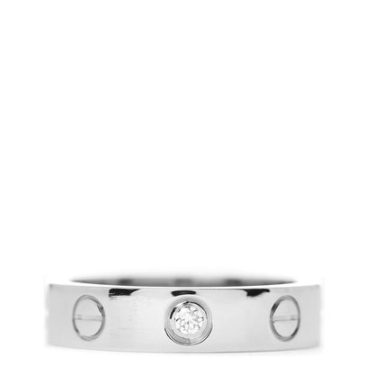 Cartier 18K White Gold Diamond 4mm LOVE Wedding Band Ring 46 3.75 1 of 5