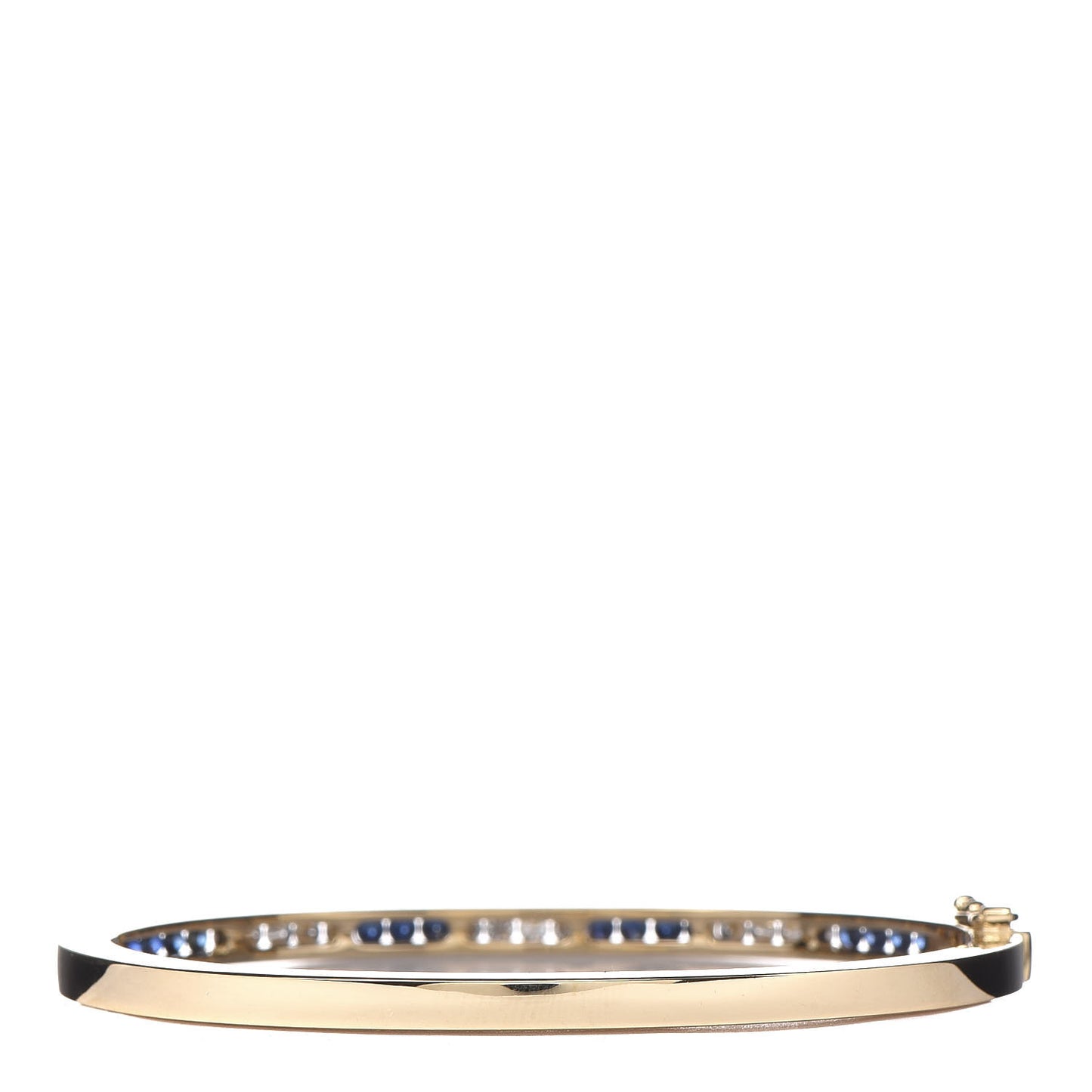 18K Yellow Gold Diamond Blue Sapphire Bangle Bracelet