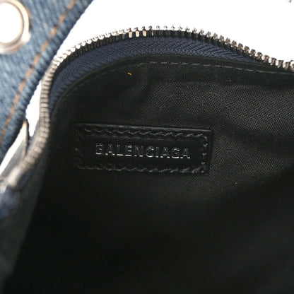 Balenciaga Washed Frayed Denim Crystal Le Cagole Shoulder Bag XS Blue 6 of 9