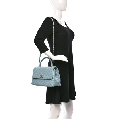 Chanel Caviar Quilted Small Coco Handle Flap Light Blue 2 of 10