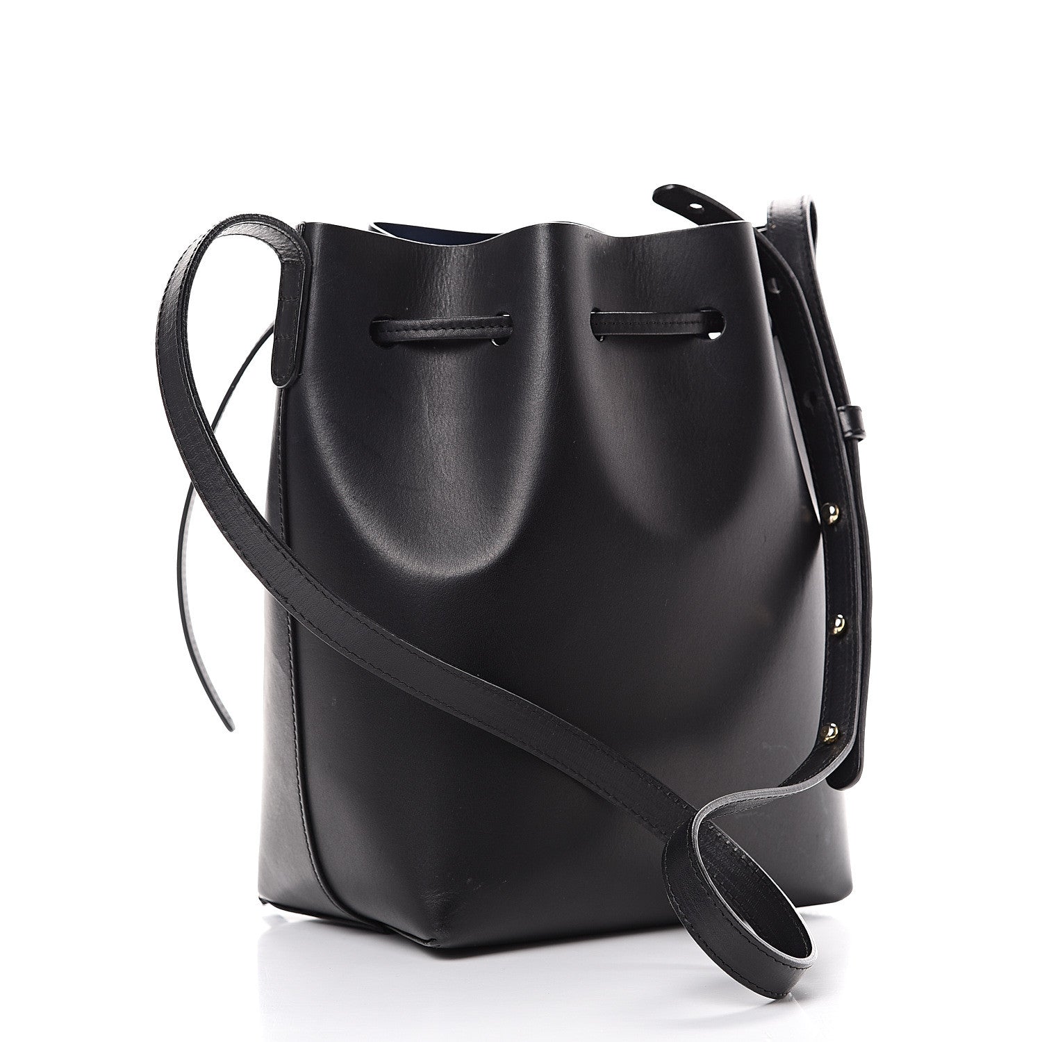 Mansur Gavriel Vegetable Tanned Calfskin Mini Bucket Bag Black Blu 2 of 16