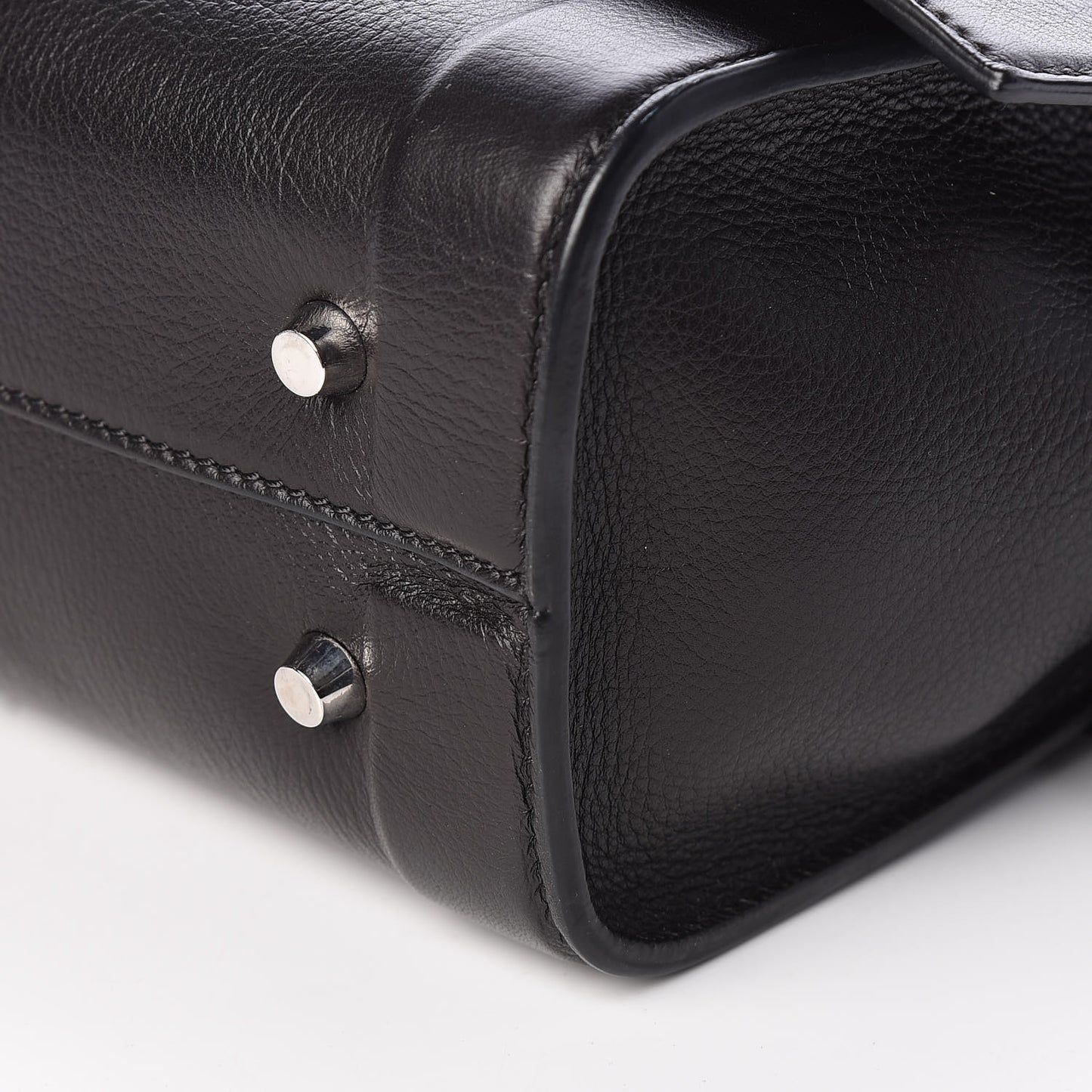 Grained Calfskin Small Shark Lock Satchel Dark Brown