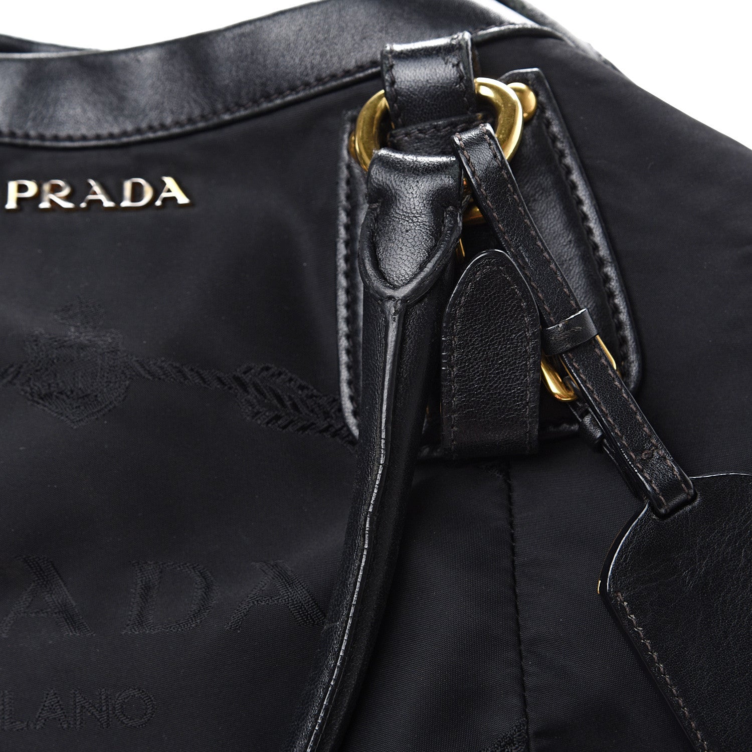 Prada Tessuto Nylon Jacquard Logo Tote Black 13 of 15