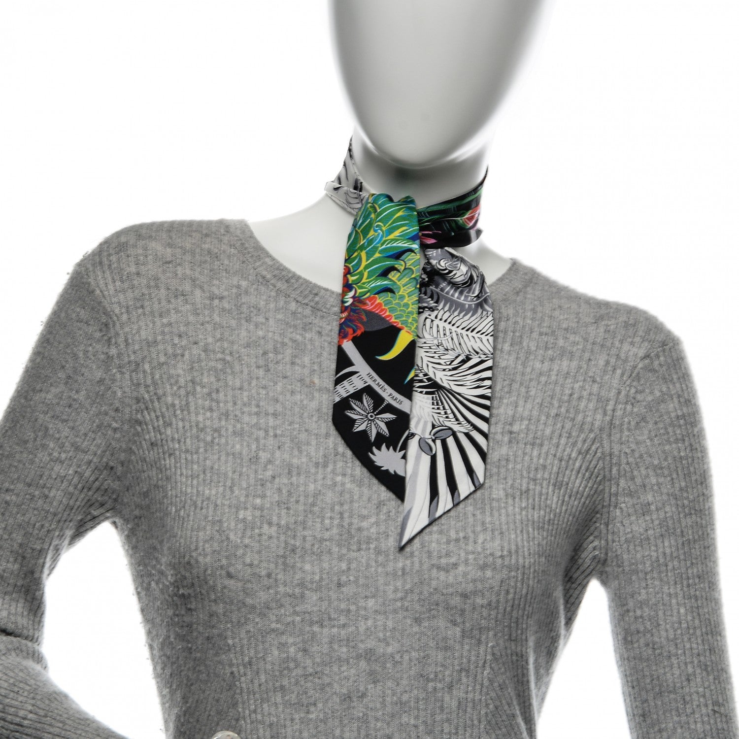 Hermes Silk Mythiques Phoenix Coloriages Twilly Blanc Noir Multicolor 2 of 5