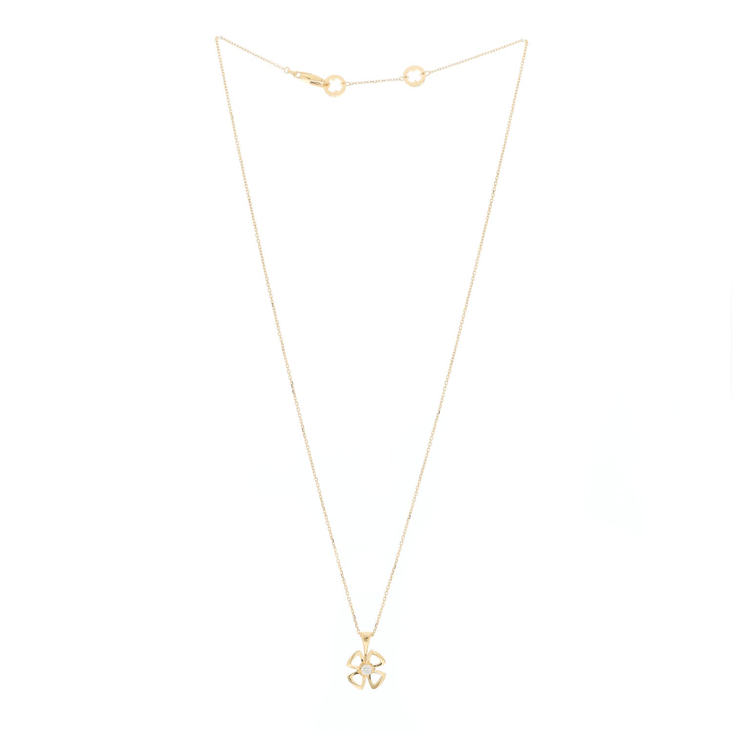 Bulgari 18K Rose Gold Diamond Fiorever Pendant Necklace 2 of 6
