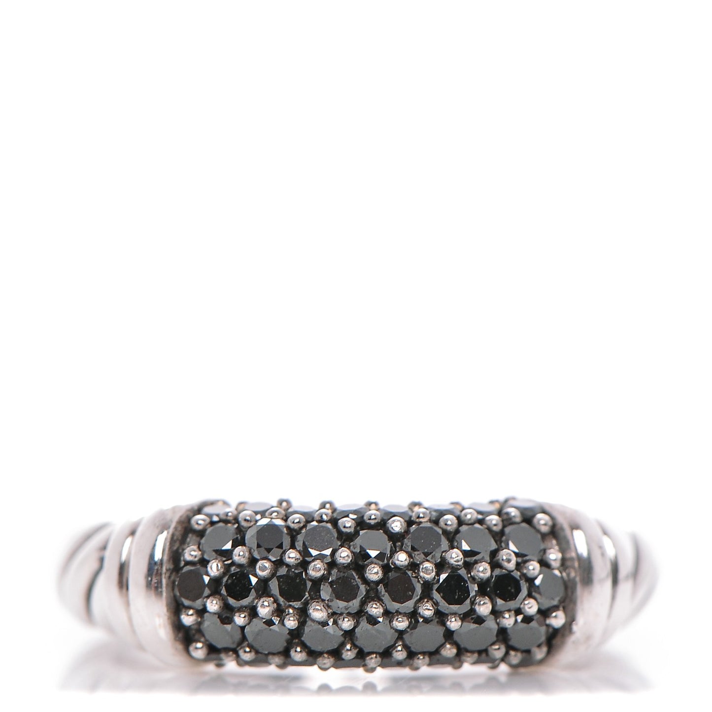 Sterling Silver Black Diamond Cable Candy Metro Ring 5