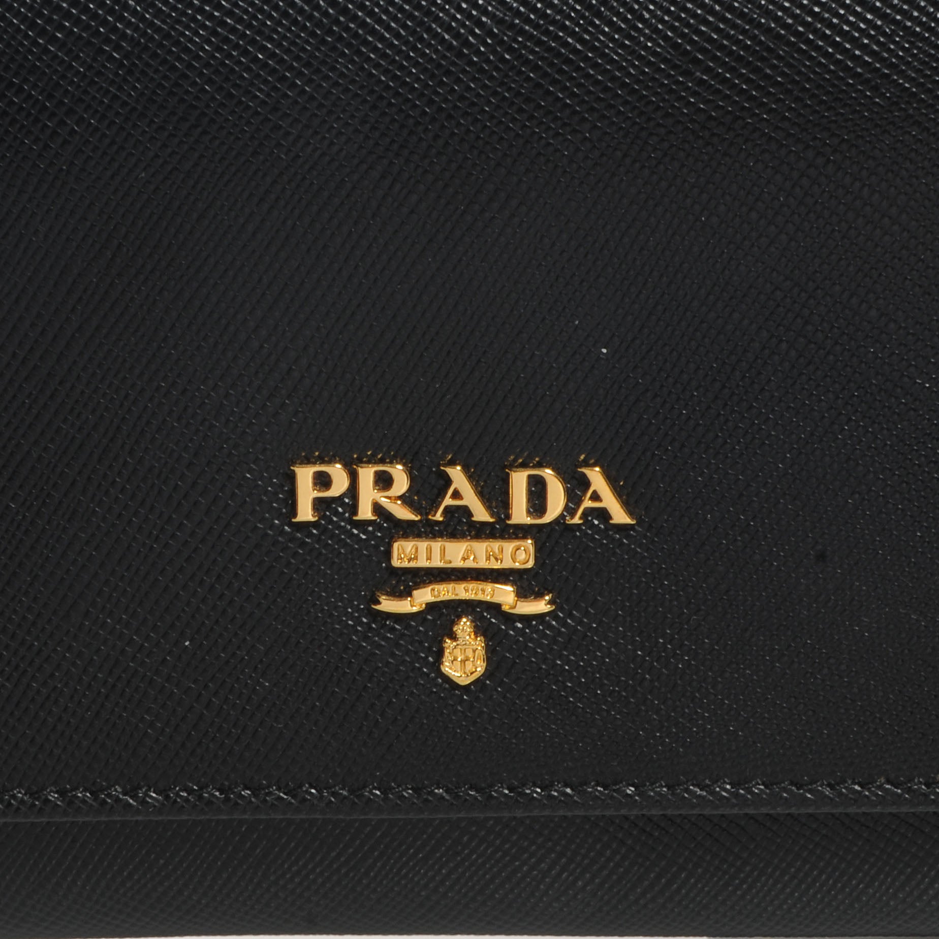 Prada Saffiano Metal Oro Chain Wallet Nero Black 6 of 9