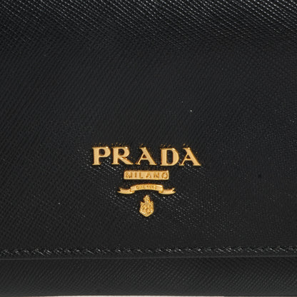 Prada Saffiano Metal Oro Chain Wallet Nero Black 6 of 9