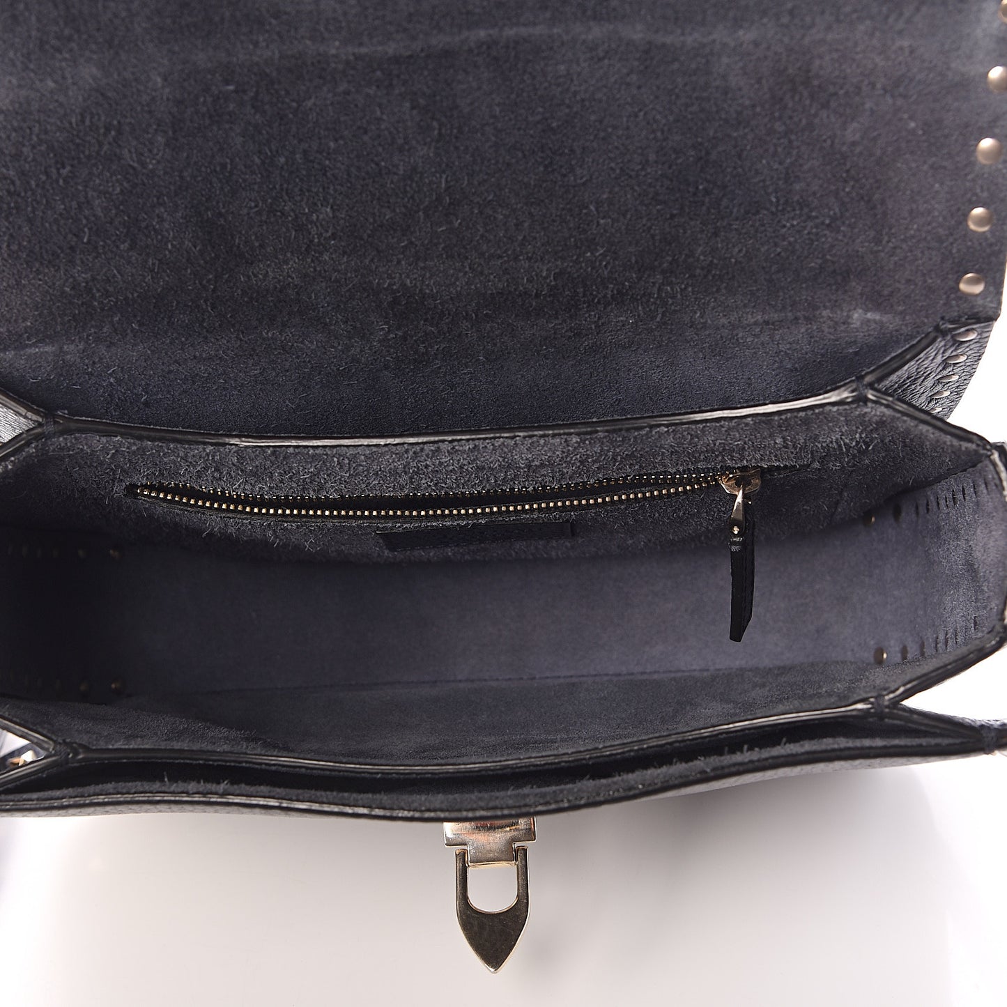 Pebbled Calfskin Medium Rockstud Flap Saddle Bag Deep Denim